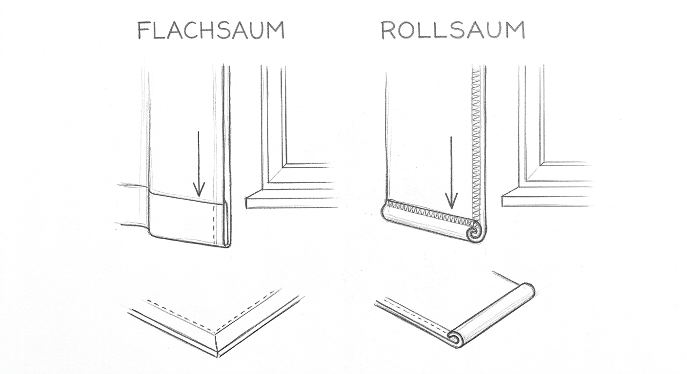 Flachsaum / Rollsaum