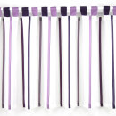 Schlaufen-Scheibengardine mit lila Streifen 4-farbig 50cm hoch