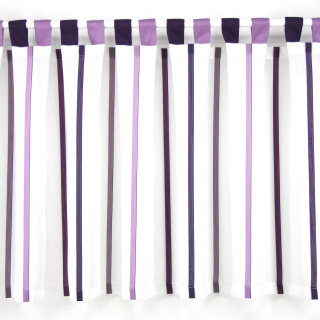 Schlaufen-Scheibengardine mit lila Streifen 4-farbig 50cm hoch 253cm breit