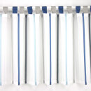 Schlaufen-Scheibengardine mit Streifen in Blau- und Grautönen 50cm hoch 126cm breit