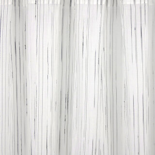 silber-grauen Schlaufen-Scheibengardine 50cm mit Streifen hoch