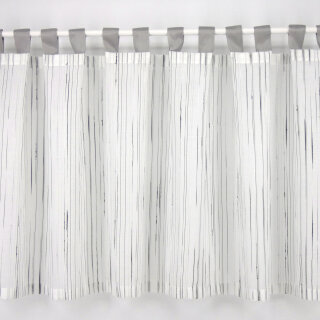 Schlaufen-Scheibengardine mit silber-grauen Streifen 50cm hoch 168cm breit
