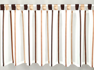 Schlaufen-Scheibengardine mit braunen Streifen 4-farbig 50 cm hoch 216cm breit
