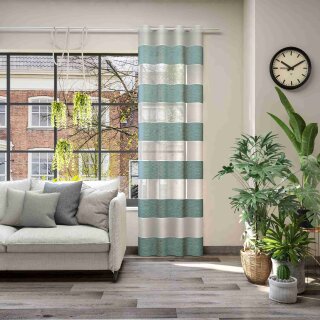 Fertigvorhang mit Ösen PLATIN aqua 146 x 245 cm