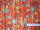 Baumwollstoff Stoff rot mit farbigen Blumen crash