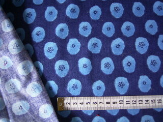 Baumwollstoff Meterware blau mit Kreisen angeraut