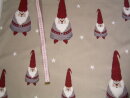 Weihnachts Stoff beige mit Wichtel Sterne 140cm breit