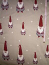 Weihnachts Stoff beige mit Wichtel Sterne 140cm breit
