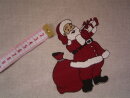 Weihnachtsstoff Dekostoff natur mit Weihnachtsmann
