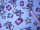 Fleecestoff hellblau mit Bärchen Mäuse und andere farbige Motive
