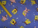 Baumwollstoff bedruckt royalblau "Spongebob"