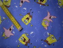 Baumwollstoff bedruckt royalblau "Spongebob"