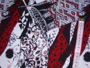 Elastic Jersey Stoff Jerseystoff weiß, rot, schwarz mit Muster
