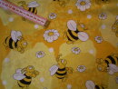 Baumwollstoff Meterware gelb mit Bienen